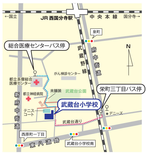 武蔵台小学校アクセス図